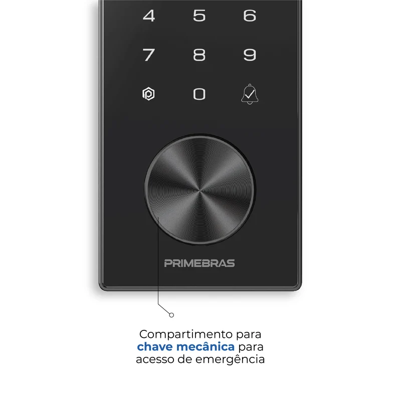 Compartimento para chave mecânica de emergência da Fechadura Dubai Face ID