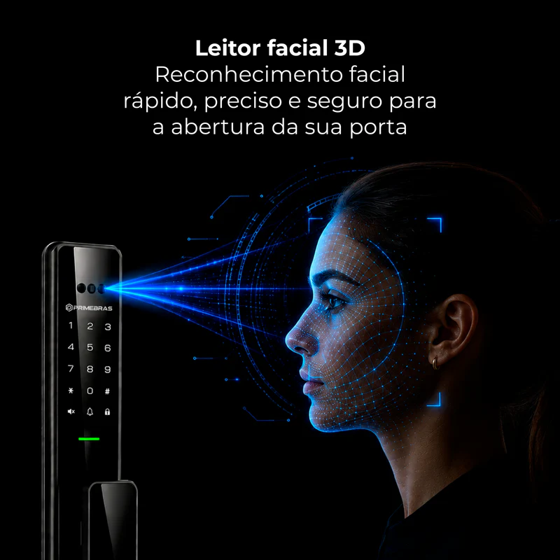 Leitor facial 3D da Fechadura Zurich reconhecendo um rosto